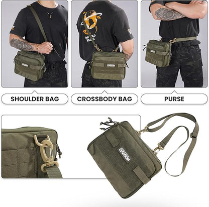 EXCELLENT ELITE SPANKER Tactical Molle Admin Pouch Utility Organizer EDC Medical Bag Utility EDC Tool Pouch with Shoulder Strap Attachment Pouches Waist Bag