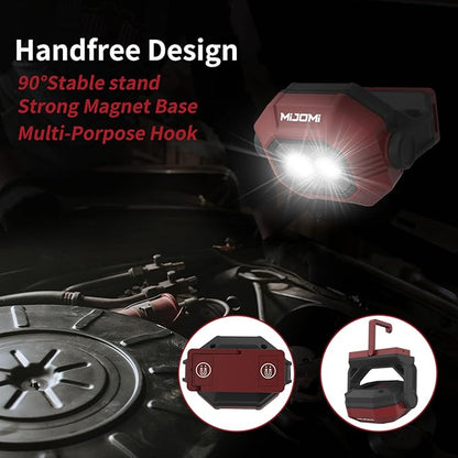 W30 Led Work Light Rechargeable Magnetic Worklight with 360 Degrees Rotate Base, Hook, Waterproof Flashlight for Car Repair Camping Job Site Lighting