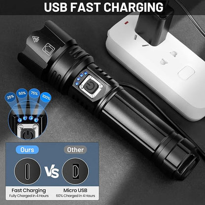Rechargeable Flashlights - 2 Pack Super Bright Powerful Flashlight 990,000 High Lumens with 5 Modes - 12H Long Runtime & IPX6 Waterproof Brightest LED Flash Light for Home Outdoor Camping