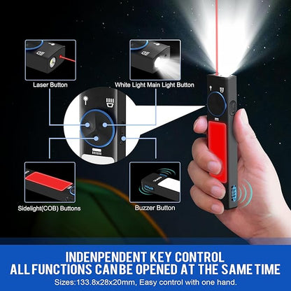 1000LM LED Flashlight Rechargeable EDC IP67 Waterproof Flashlight 12 Modes with Magnetic Buzzer 365nm UV Light Outdoor Camping Light Multi-Function Tactical Flashlight