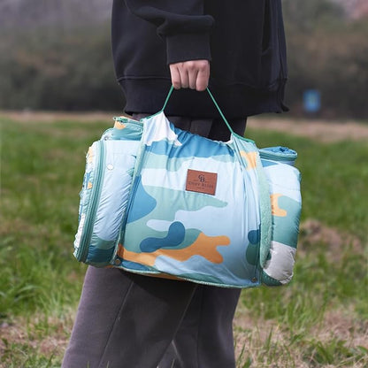 Cozy Bliss Puffy Outdoor Camping Blanket, Sleeping Bag, Picnic Mat-3 in 1 Multi Use, Warm Down Alternative Filled, Lightweight Packable for Hiking Travel Stadium Concerts, Gift for Children 63"x78"