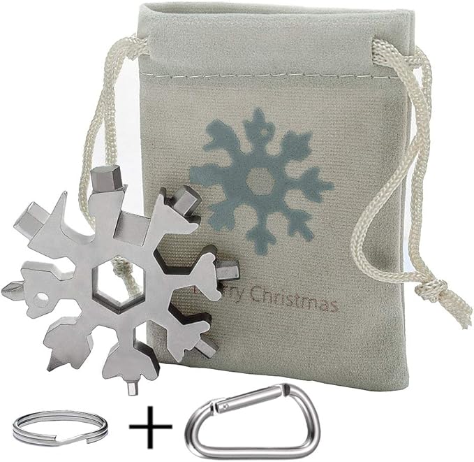 18-in-1 Snowflake Multi-Tool Screwdriver, Stainless Steel 18-1 Multitool Snow Tool,Best Gift for mens (Silver)