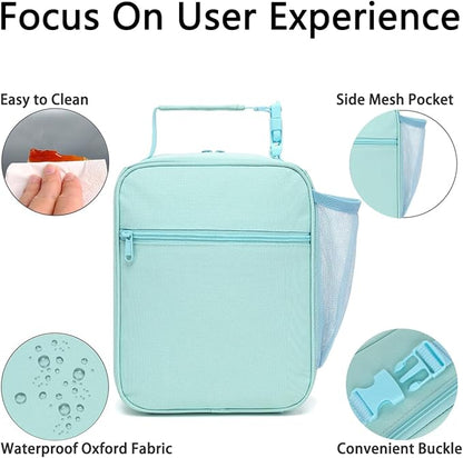 Insulated Lunch Bag for Women Girl Teen large Insulated Kid Lunch Bag,Large Reusable Cute Cooler Bag for School Work Picnic,Baby Green