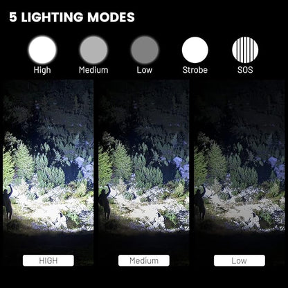 Flashlights High Lumens Rechargeable - 900,000 Lumen High Power Flashlight, 5 Modes with Long Runtime, IPX6 Waterproof, High Powered Flash Light for Camping, Outdoors