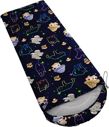 Cartoon Bear Camping Sleeping Bags for Adults Kids Boys Girls Warm & Cool Weather Backpacking Kawaii Animals Sleeping Bag for All Seasons Camping, Camping Gear Equipment, Traveling