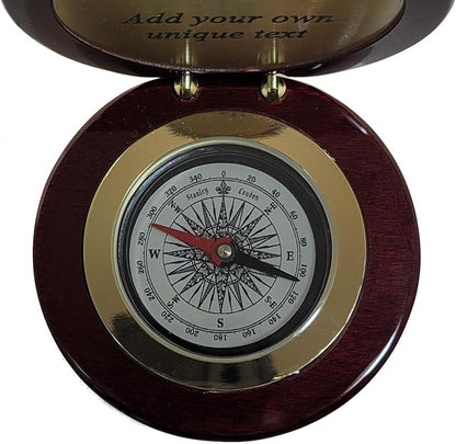 Engravable Executive Navigator Desk Compass in Luxurious Lacquered Piano Finish Case | Personalized Compass Gift Engraved with a Custom Message or Select from Pre-Engraved Plaques