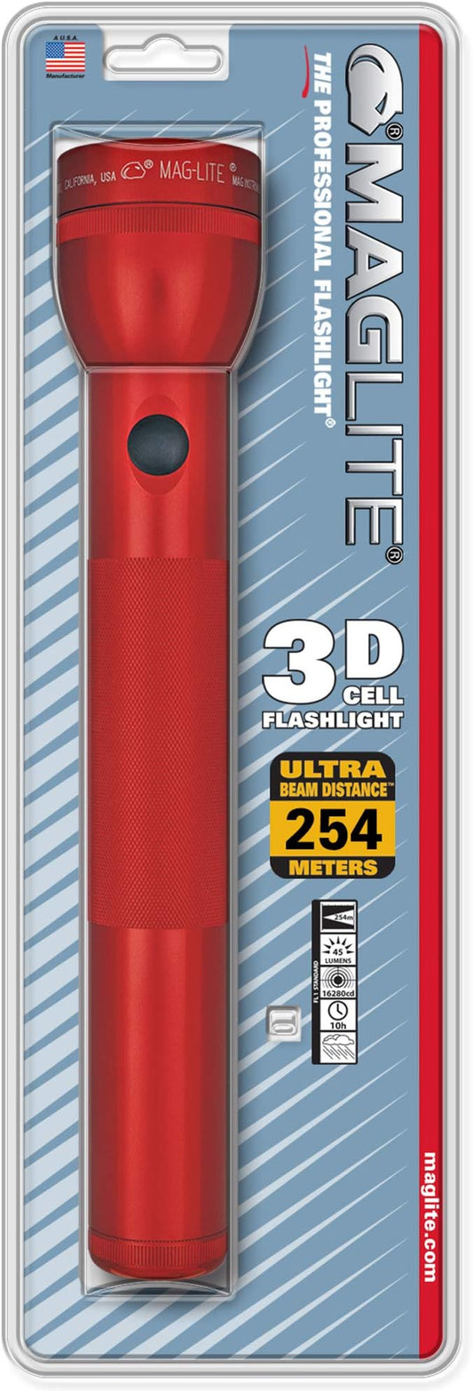 Maglite Heavy-Duty Incandescent 3-Cell D Flashlight, Red