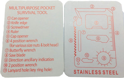 (10 Pack, Red) Ninja Outdoorsman 11 in 1 Stainless Steel Credit Card Pocket Sized Survival Multi Functional Tool - Stocking Stuffers, Christmas Gifts Under 10 Dollars