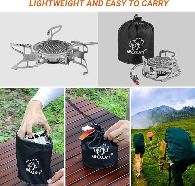 Bulin Camping Gas Stove Burner 3500W/3800W/5800W/6800W/18000W Adjustable Ultralight Backpacking Stove Windproof Camp Portable Propane Stove for Camping Hiking Backpack Outdoor