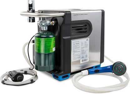 Hike Crew Portable Propane Water Heater & Shower Pump w/Built-in Battery | Compact Outdoor Cleaning & Showering System w/LCD, Safety Shutoff & Carry Case, Instant Hot Water for Camping & Hiking