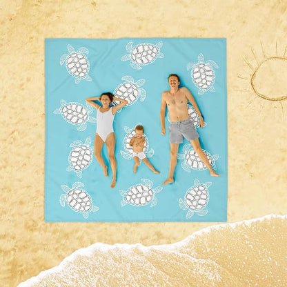 Beach Blanket Sandproof, Baby Sea Turtle Beach Mat Sand Free Waterproof, Large Picnic Blankets Lightweight Quick Drying & Portable, Polyester Outdoor Blanket Beach Essentials Must Have Accesorries