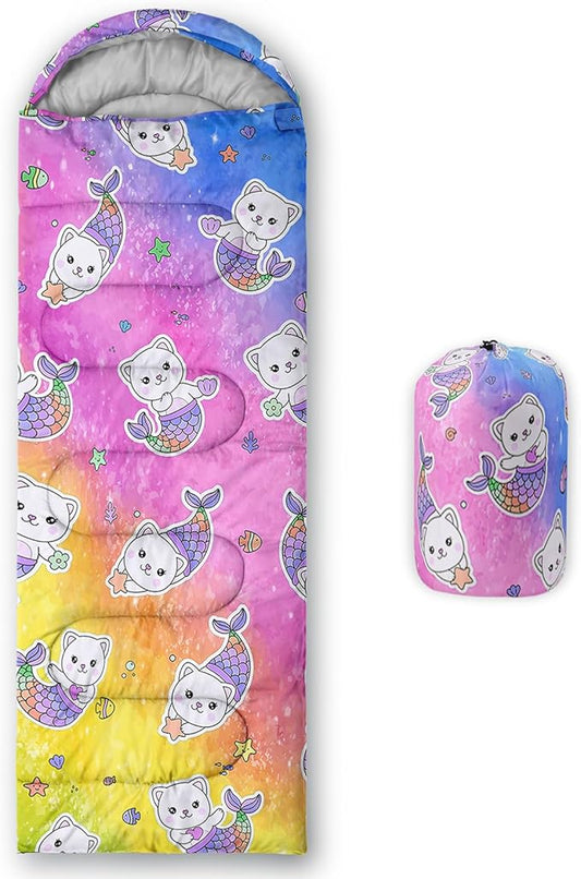 Camping Sleeping Bags,Mermaid Horse Butterfly Starry Sky 3 Season Warm & Cool Weather,Lightweight,Waterproof Sleeping Bags for Adults & Kids,Traveling,and Outdoors,Camping Gear Equipment