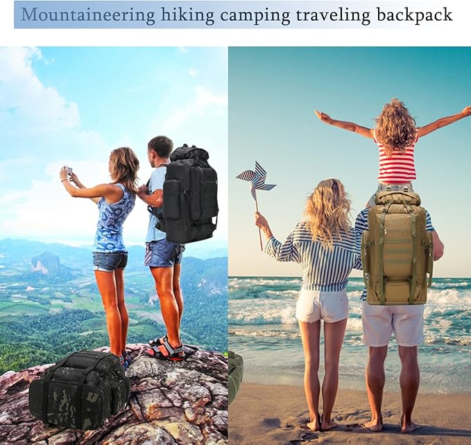 100L Hiking Camping Backpack Tactical Backpack for Men and Women Large Survival Hunting Waterproof Backpack Molle Rucksack Military Camping Backpacking Daypack