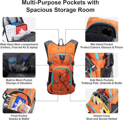 Everfun Hydration Backpack 18L with Water Bladder 2L/3L Hiking Water Backpack Women Men Lightweight Insulation Hydration Day Rucksack for Hiking, Cycling, Running, Festival, Camping