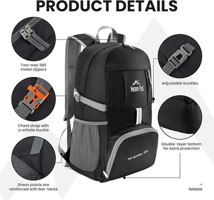 Venture Pal 35L Ultralight Lightweight Packable Foldable Travel Camping Hiking Outdoor Sports Backpack Daypack
