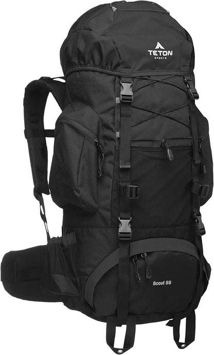 TETON 55L Scout Internal Frame Backpack for Hiking, Camping, Backpacking, Rain Cover Included