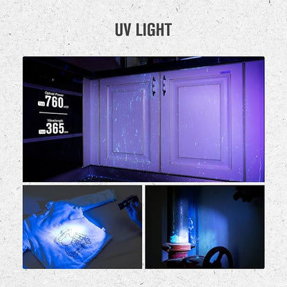 OLIGHT Seeker 4 Mini Rechargeable EDC Flashlight with 365nm UV Combo, 1200 Lumens White Light, Portable Black Light for Outdoors, Cleanliness Detection and Emergency