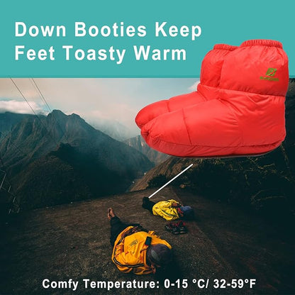 Down Booties Warm Socks for Men & Women - Ultralight Sleeping Sock for Camp, Backpacking - Soft & Cozy Camping Sleeping Bag Tent Down Slippers Foot Warmer