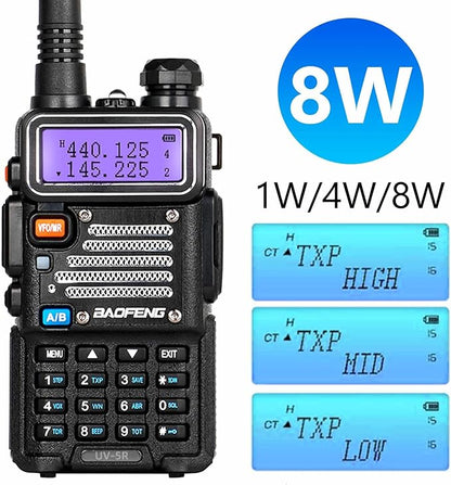 BaoFeng UV-5R 8 Watt High Power Ham Radio Handheld BaoFeng Radio with TD-771 Antenna and Baofeng Speaker mic Long Range Two Way Radio Dual Band Ham Radio BaoFeng Walkie Talkie with Earpiece (2 Pack)
