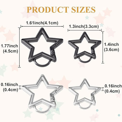Star Carabiner, Zinc Alloy Heavy Duty Star Shaped Keychain Clip, Carabiner Clip for Camping, Hiking, Fishing