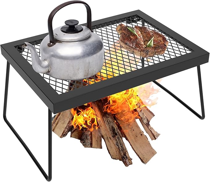 Camp Fire Cooking Racks Campfire Grate Over Fire Pit, Fireplace Cooking Grate Camp Fire Cooking Racks for Camping Cooking, Grill Grate for Fire Pit Over Fire Grill, Camping Accessories for Outside