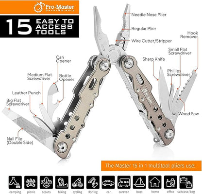 15in1 Multitool Pocket Knife - Amazon Amazon for Men for Men - Portable Heavy Duty Folding Utility Multi Tool - Multipurpose All In One for Camping Survival Travel Home