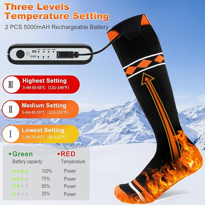 Heated Socks for Men Women,5000mAh Rechargeable Foot Warmer Electric Heating Socks with 3 Heating Settings & App Remote Control Thermal Electric Socks,Warm Socks for Hunting Skiing Camping Hiking