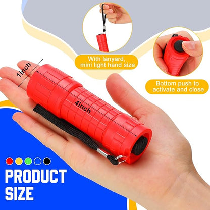 90 Pcs Mini Flashlight 9 LED Handheld Torch Bulk Kids Flashlight Plastic Handheld Flashlights with Lanyard Camping Necessities for Home School Night Emergency, 270 Pcs AAA Batteries Included
