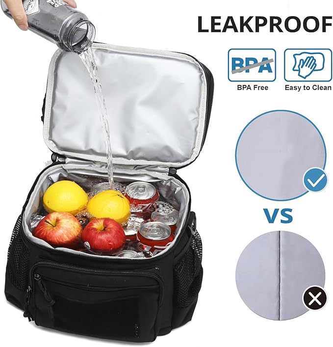 ATRIPACK Lunch Bag for Men, Double Deck Tactical Lunch Box Work with Shoulder Strap MOLLE Webbing Large Lunch Cooler Leakproof Insulated （Black）