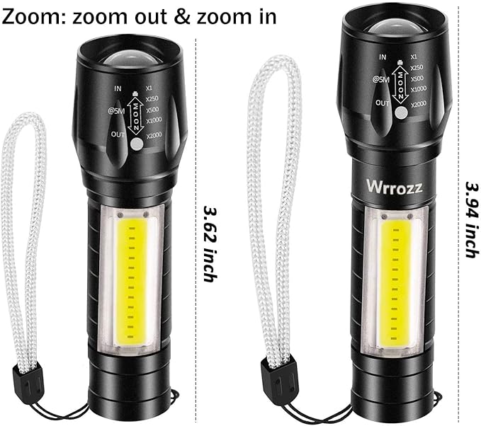 Led Flashlight Rechargeable USB Mini Torch Light, Ultra Brightest Small Flash Light Handheld Pocket Compact Portable Tiny Lamp with Side Lantern, High Powered Tactical Travel Flashlights 1 Pack