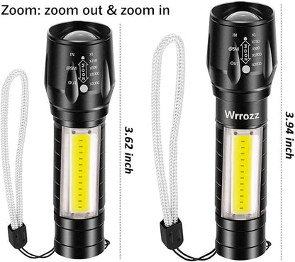 Led Flashlight Rechargeable USB Mini Torch Light, Ultra Brightest Small Flash Light Handheld Pocket Compact Portable Tiny Lamp with Side Lantern, High Powered Tactical Travel Flashlights 1 Pack
