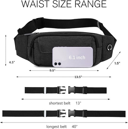 SINNO Large Crossbody Fanny Pack for Women Men Belt Bag With 4-Zipper Pockets for Travel Running Hiking Workout Dog Walking Outdoors Sport Fishing Waist Pack Bag Carrying All Phones