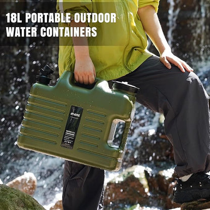 Water Container with Spigot - 4.76 Gallon Water Jug (Truly No Leakage) Water Storage Carrier, Water Tank,BPA Free,Portable Emergency Water Storage for Camping,Vehicle, Car, Hiking, Hurricane Supplies
