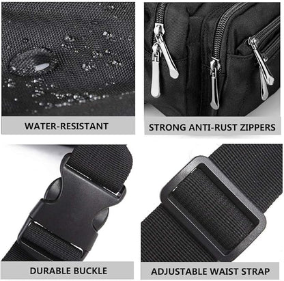 Fanny Pack for Men&Women Waterproof Waist Pack Bag Hip Bum Bag with Rain Cover Adjustable Strap for Sports Outdoors Workout Running Traveling Hiking Cycling Dog Walking Casual Fishing