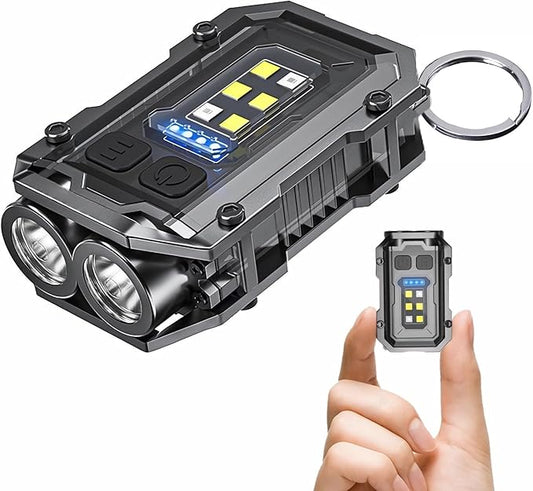 Clip on Flashlight Rechargeable Mini EDC Keychain Flashlight, Compact Pocket COB Light for Night Working, Running, Walking, Camping, Fishing, Hiking, Dog, USB C Charging Warning Flash Light