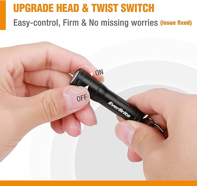 EverBrite Mini LED Flashlight High Lumen Keychain EDC Flashlight, Small Pocket Pen-Light for Hurricane Supplies, Camping, Hiking, Emergency, Hunting, 1 AAA Battery(Include), Black