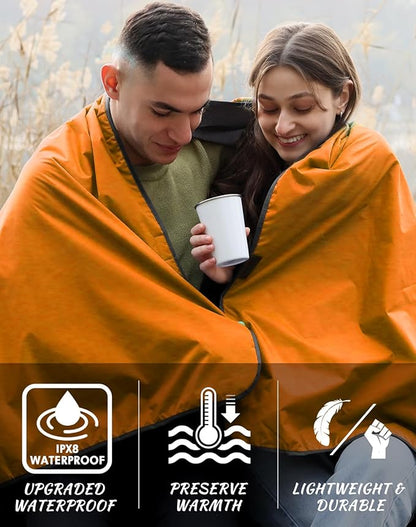 DUKUSEEK Hooded Outdoor Blanket, Extra Large (79"x 59") Waterproof Camping Blanket, Quilted Fleece, Warm, Windproof, Sand Proof, Portable and Wear-Resistant, for Sports, Picnic, Hiking, Travel…