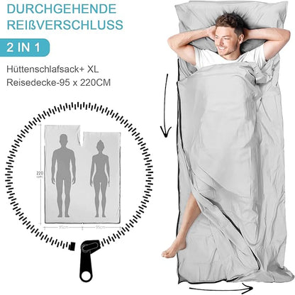 Sleeping Bag Liner, Adult Sleep Sack & Travel Sheets, Lightweight Single and Portable Camping Sleeping Bag Liners - Ideal for Traveling, Hostels and Camping