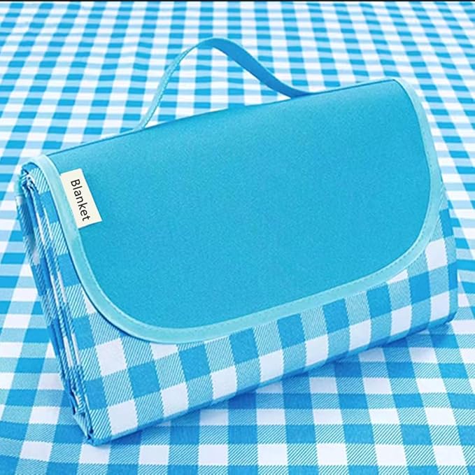 Extra Large Picnic Blanket Beach Blankets, Outdoor Foldable Waterproof Sand Mat for Beach Camping Hiking Travel Family Concerts Grass Park Music Festival Lawn Mats (Blue, 80x80inch)