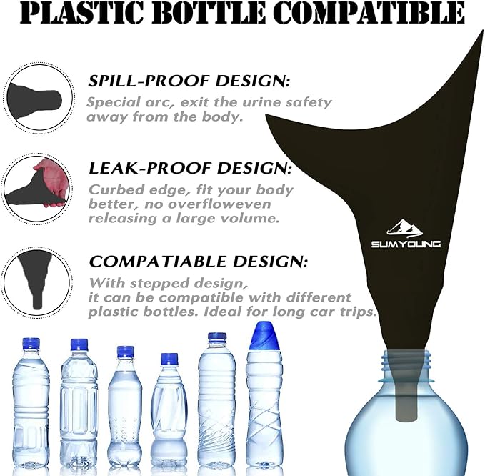 Female Urination Device,Reusable Silicone Female Urinal Portable Women Pee Funnel Urine Cup Allows Pee Standing Up,Compact Design for Car Travel Camping Hiking,with Drawstring Bag and Carabine