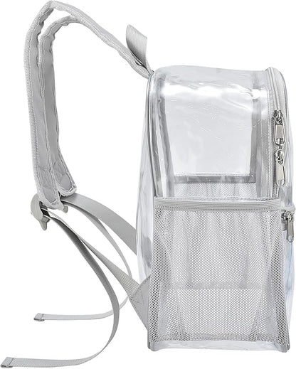 Oraben Clear Backpack for Stadium Events Clear Stadium Backpack 12x6x12 Bag (Enhanced Strap, Sliver)