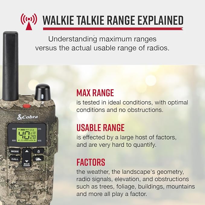 Cobra 32-Mile, Rugged Two-Way Radio, Truetimber Strata, 2 Pack