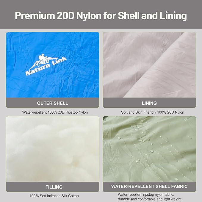 Ultralight Backpacking Sleeping Bag 1.77lbs, Warm Weather Sleeping Bag 50℉-63℉, Nylon Shell and Lining, Waterproof, Compact and Lightweight for Backpacking Camping Hiking
