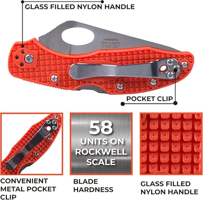 Firebird GANZO F759M Pocket Folding Knife 440C Stainless Steel Blade Nylon Glass Fiber Anti-Slip Handle with Clip Fishing Camping EDC Knife (Orange)