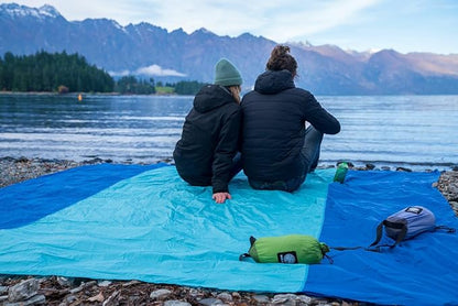 WEKAPO Beach Blanket Sandproof, Extra Large Beach Mat, Big & Compact Sand Free Mat Quick Drying, Lightweight & Durable with 6 Stakes & 4 Corner Pockets