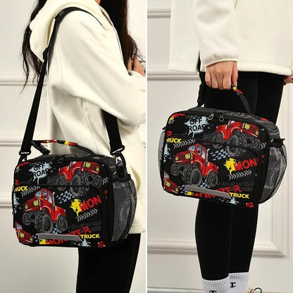 Monster Truck Car Lunch Bag Insulated Lunch Box, Reusable Cooler Lunch Tote Bags Food Container for Boys Girls Kids