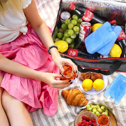 Bodaon Ice Packs for Lunch Boxes, Lunch Cooler Bag, Reusable Small Lunch Box Ice Pack for Cooler, Lunchbox Accessories, Lunch Bag Freezer Long Cold Blue Ice Packs Blocks for Coolers, Kids, Adults