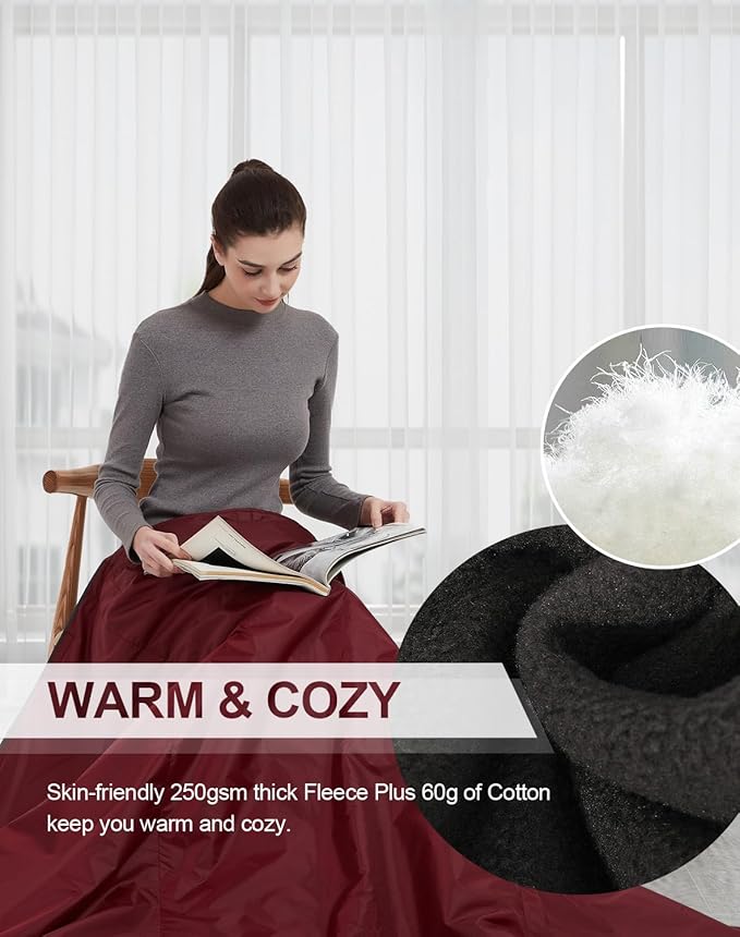 C-LIGHT Outdoor Hooded Blanket, Wearable Stadium Blankets Waterproof Windproof, Emergency Warm Blanket for Rain&Cold Weather - Perfect for Picnic, Camping, Outdoor Sports, Stadium,Beach (WineRed)