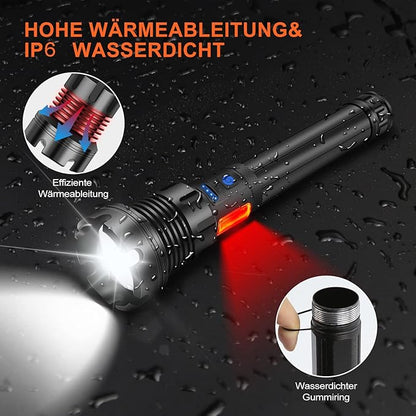 BESTSUN 26000 High Lumens LED Flashlight,Super Bright XHP90 LED Flashlights,Rechargeable Brightest Handheld Led Flash Lights,Powerful Waterproof Zoomable Lamp with 7 Modes for Emergency,Camping