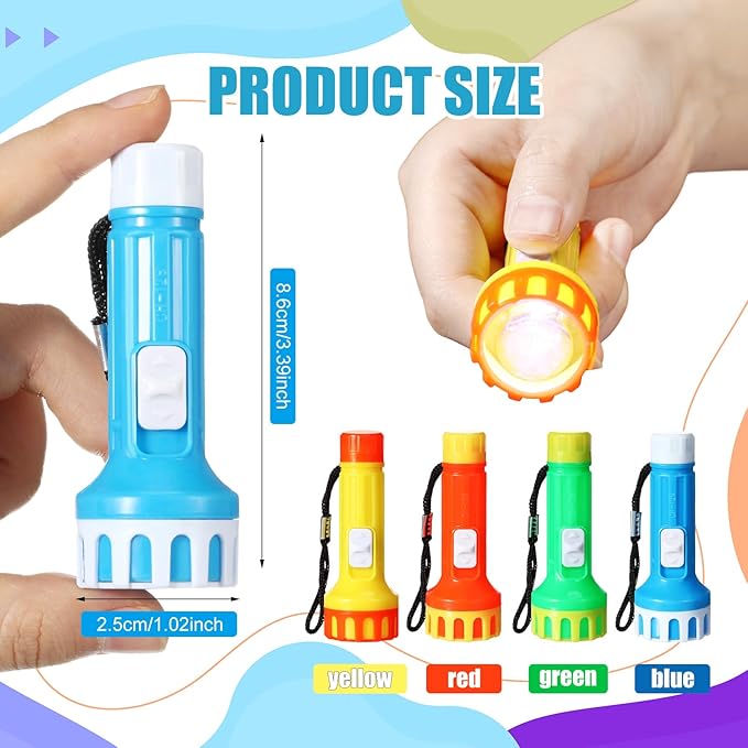 24 Pcs Mini Flashlight Bulk Small Multicolor LED Flashlights with Lanyard Portable Flashlights Lightweight Handheld Flashlight for Night Party Favors Gift Camping Hiking Home(Rainbow Style)
